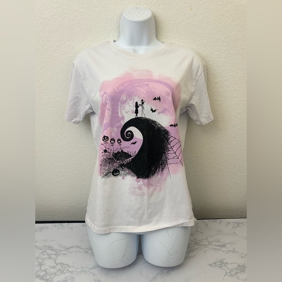 Disney Tops - The Nightmare Before Christmas Jack & Sally White Shirt Women’s XS Disney​